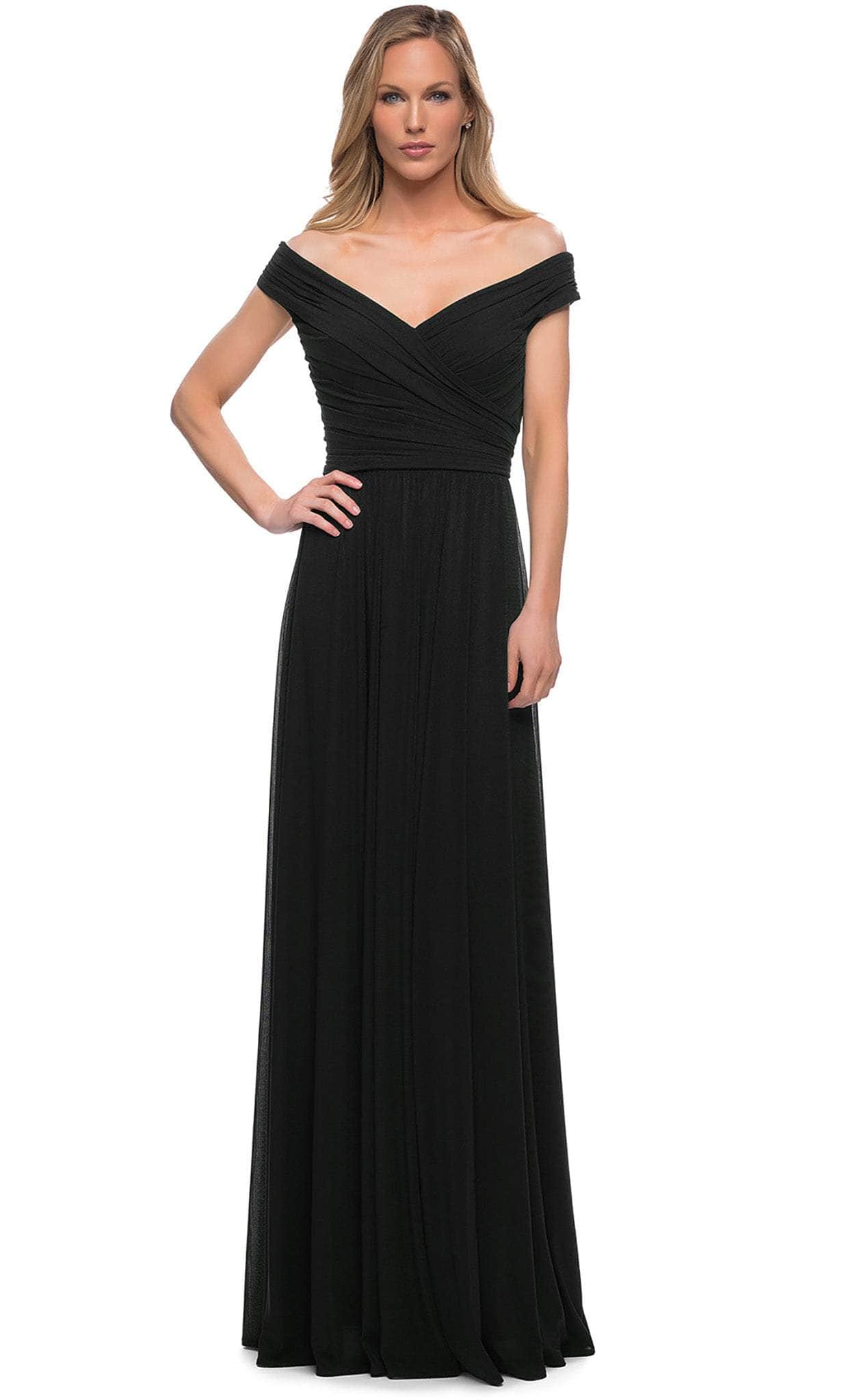La Femme - 29168 Off Shoulder Ruched Mother of the Bride Dress Couture Candy La Femme - 29168 Off Shoulder Ruched Mother of the Bride Dress Couture Candy
