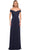 La Femme - 29168 Off Shoulder Ruched Evening Dress Mother of the Bride Dresses 4 / Navy