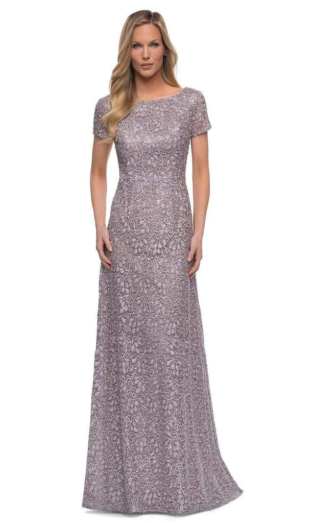 La Femme - 29198 Embroidered Fabric Mother of the Bride A-line Dress 20 / Dark Mauve - Shop La Femme dresses on Couture Candy at CoutureCandy.com La Femme - 29198 Embroidered Fabric Mother of the Bride A-line Dress 20 / Dark Mauve - Shop La Femme dresses on Couture Candy at CoutureCandy.com