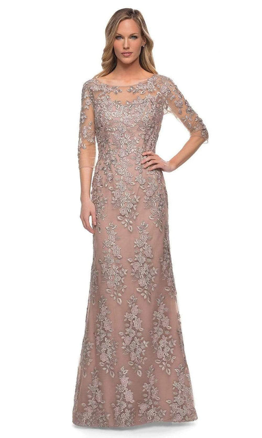 La Femme - 29225 Illusion Embroidered Formal Long Mother of the Bride Dress