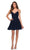 La Femme - 29336 Rhinestone Detailed Tulle A-line Dress Homecoming Dresses 00 / Navy