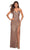 La Femme - 29438 Spaghetti Strap Wrap Sequin Gown Special Occasion Dress 00 / Rose Gold