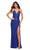 La Femme - 29438 Spaghetti Strap Wrap Sequin Gown Special Occasion Dress 00 / Royal Blue