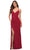 La Femme - 29444 V Neck Sheath Dress With Slit Prom Dresses 00 / Deep Red