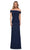 La Femme - 29541 Off Shoulder Column Evening Dress Mother of the Bride Dresses 2 / Navy