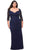 La Femme 29586 - Laced Sleeve Formal Dress Special Occasion Dress 12W / Navy