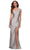 La Femme - 29619 One Shoulder Fitted High Slit Shiny Jersey Gown Prom Dresses 00 / Silver
