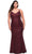 La Femme 29622 - V-Striped Evening Dress Special Occasion Dress 12W / Wine
