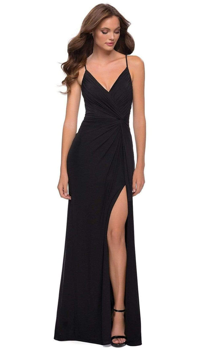 La Femme - 29624 Twist Front High Slit Long Dress Special Occasion Dress 00 / Black