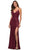 La Femme - 29657 Sequined Cowl High Slit Sheath Dress Special Occasion Dress 00 / Wine