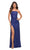 La Femme - 29675 Ruched Sequin Gown with Slit Special Occasion Dress 00 / Indigo