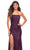 La Femme - 29675 Ruched Sequin Gown with Slit In Purple