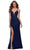 La Femme - 29679 Embellished Lace Deep V Neck Trumpet Dress Prom Dresses 00 / Navy