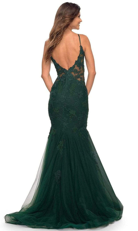 La Femme - 29680 V-Neck Lace Appliqued Gown