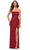 La Femme - 29681 Sequined Faux Wrap High Slit Dress Prom Dresses 00 / Red