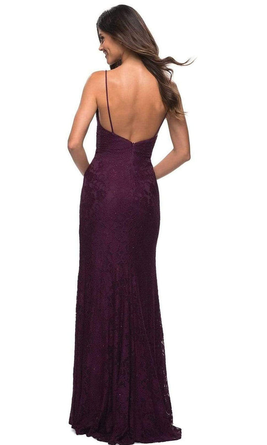 La Femme - 29700 V-Neck Stretch Lace Gown