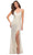 La Femme - 29836 Crisscross Front Metallic Jersey Dress Prom Dresses 00 / White/Gold