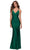 La Femme - 29848 Open Back V-Neck Fitted Silky Jersey Long Dress Prom Dresses 00 / Emerald