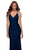 La Femme - 29848 Open Back V-Neck Fitted Silky Jersey Long Dress Prom Dresses