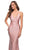 La Femme - 29848 Open Back V-Neck Fitted Silky Jersey Long Dress Prom Dresses