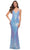 La Femme - 29871 Sequin V Neck Sheath Gown Prom Dresses 00 / Light Blue