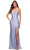 La Femme - 29899 Rhinestone Studded High Slit Dress Evening Dresses 00 / Light Periwinkle