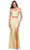 La Femme - 29951 Two-Piece Jewel Studded Off Shoulder Dress Prom Dresses 00 / Pale Yellow