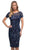 La Femme - 29959 Short Sleeve Simple Pretty Midi Dress Mother of the Bride Dresses 2 / Navy