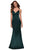La Femme - 29960 Sleeveless V-Neck Fitted Satin Long Dress Prom Dresses 00 / Dark Emerald