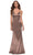 La Femme - 29960 Sleeveless V-Neck Fitted Satin Long Dress Prom Dresses 00 / Nude
