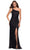 La Femme - 29962 Asymmetrical Dress With Slit Prom Dresses 00 / Black