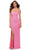 La Femme - 29986 Spaghetti Strappy Open Back Long Dress Prom Dresses 00 / Neon Pink
