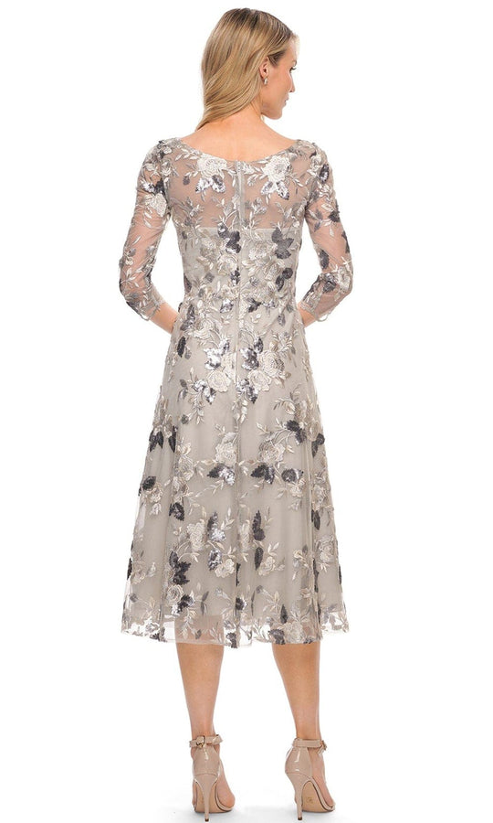 La Femme 29988 - Embroidered Tea Length Dress