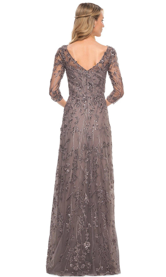 La Femme 29994 - Embellished V-Neck Sheath Mother of the Bride Dress