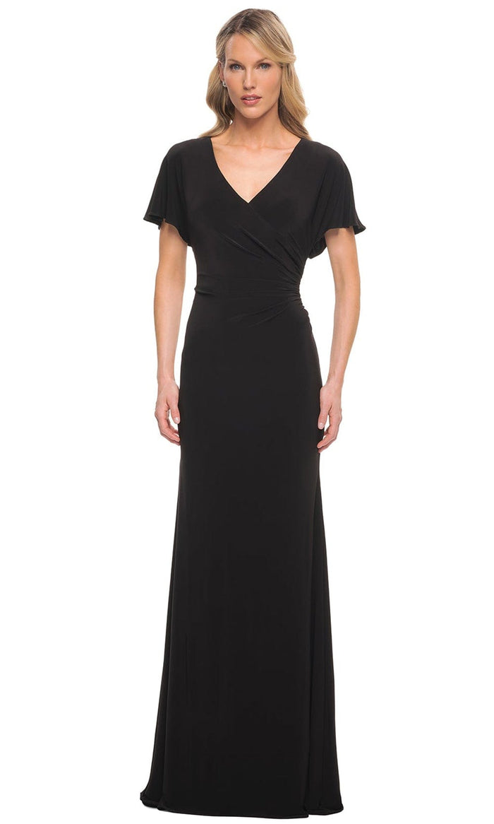 La Femme 29997 - V-Neck Fitted Evening Dress Special Occasion Dress 2 / Black