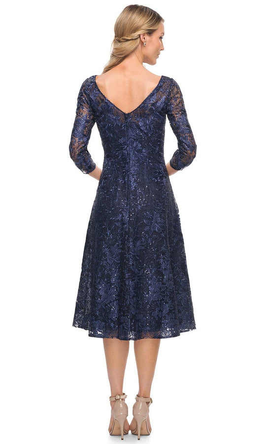 La Femme 30005 - Embroidered Tea Length Dress