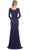 La Femme 30010 - Ruched Jersey Evening Dress In Blue