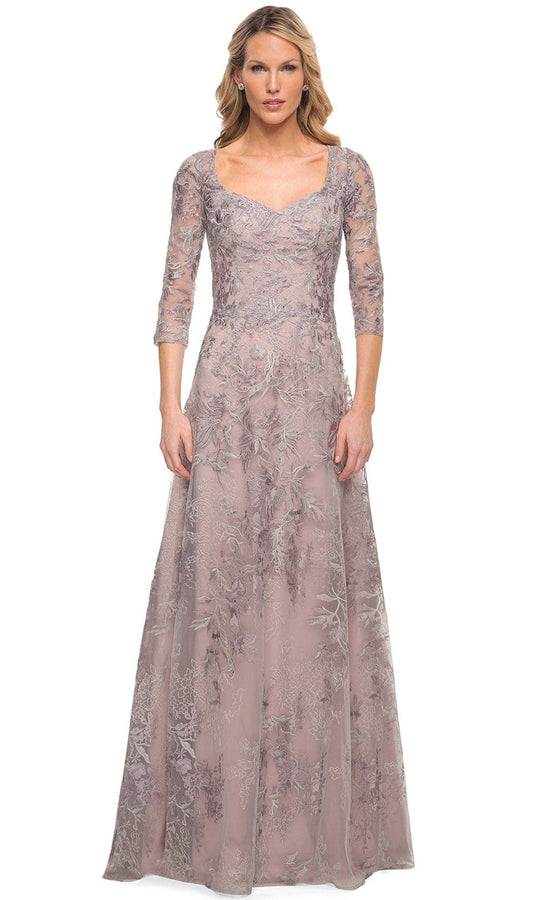 La Femme 30078 - Embroidered Sheer Mother of the Groom Sheath Dress