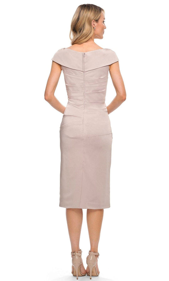 La Femme 30110 - V Neck Pleated Short Sheath Dress
