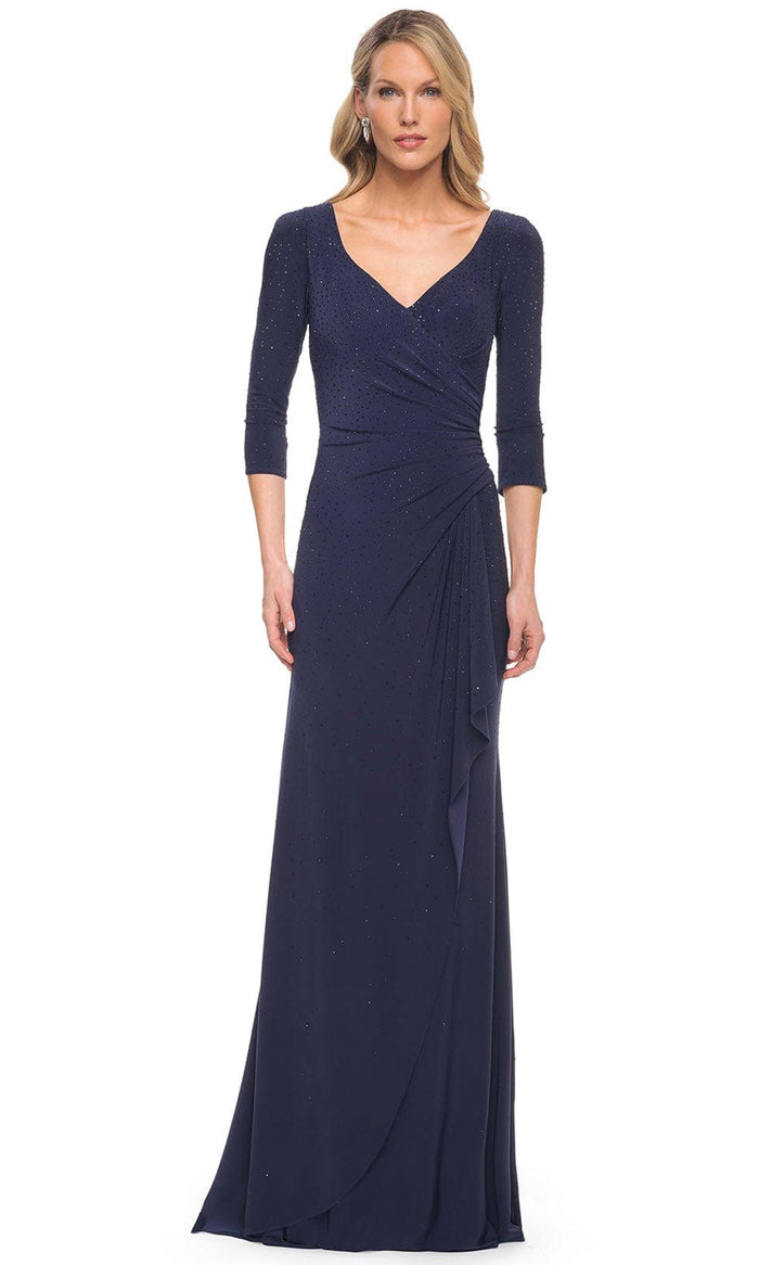 La Femme 30177 - Ruffled Skirt Long Dress Special Occasion Dress 4 / Navy
