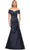 La Femme 30199 - Satin And Lace Pleated Gown Special Occasion Dress 4 / Navy