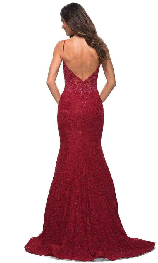 La Femme - 30320 Spaghetti Strap Lace Mermaid Gown
