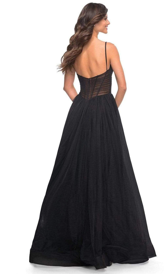 La Femme - 30334 Sheer Ruche-Ornate A-Line Gown