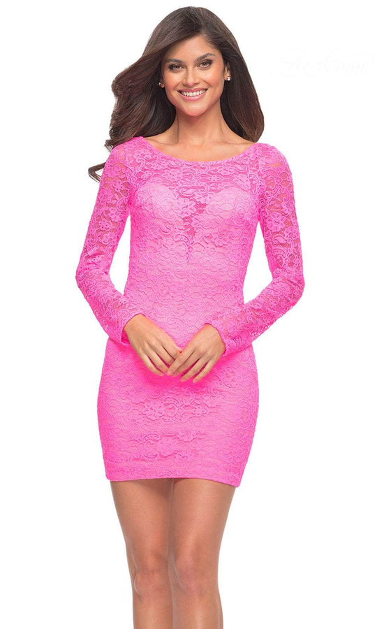 La Femme 30354 - Long Sleeve Lace Cocktail Dress