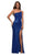 La Femme - 30391 Sequined Asymmetrical Gown with Slit Special Occasion Dress 00 / Royal Blue