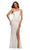 La Femme - 30391 Sequined Asymmetrical Gown with Slit Special Occasion Dress 00 / White