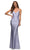 La Femme - 30413 Strappy Beaded Jersey Gown Special Occasion Dress 00 / Light Periwinkle
