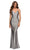 La Femme - 30413 Strappy Beaded Jersey Gown Special Occasion Dress 00 / Silver