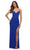 La Femme - 30418 Spaghetti Strap Ruched Gown Special Occasion Dress 00 / Royal Blue