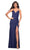 La Femme - 30462 Long Ruched Jersey Gown Special Occasion Dress 00 / Navy